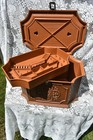 Vintage Max Klein Sewing Box Brown Plastic Faux Wood With Insert Sc2015