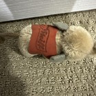 Rare Vintage 1950s Steiff Tan Mohair Elephant With Red Blanket   Tusks 2 5  Tall