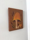 Vintage 1970 s Hand Painted Mushrooms On Wood Wall Hanging Picture Retro Art Mcm