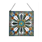 Stained Glass Tiffany Style Mission Design Hanging Window Panel 20 X 20