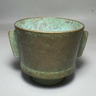 Antique Old Chinese Bronze Sanxingdui Mask Cup