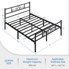 13 Inch Black Classic Metal Bed Frame With Headboard Mattress Foundation queen