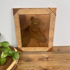 Vintage Hammered Copper Horse Head Wall Plaque In Custom Glass Frame 12 x14 