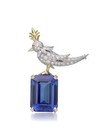 3ct Emerald Cut Lab Created Sapphire Women s Brooch Pin 14k Two Tone Gold Plated