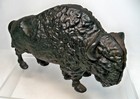 Antique Vintage Cast Iron Buffalo Bison Coin Bank   8  Long Still Bank