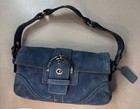 Rare Vintage Coach Soho Teal Blue Suede Flap Shoulder Bag H05s-8a18 Y2k 2005