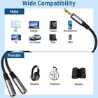 Headphone Splitter  3 5mm Male To 2 Female Ports  1ft 0 30m Extension Cable   