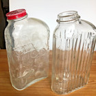 Vintage Glass Water Bottles Anchor Hocking Bubbles Red Lid Ribbed Bottle No Lid