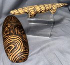 Vtg Burnt Wood  Australian Aboriginal Coolamon Bowl Signed    Goanna Pokerwork