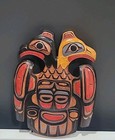 Northwest Coast Design Eagle Raven Effigy Wooden Plaque  