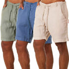 Mens Cotton Linen Shorts Summer Beach Casual Drawstring Chino Loose Short Pants