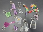 Set Of 12 Vintage Lucite And Plastic Collectible Keychains Mushroom   Lock