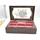 Vintage Floral Wooden Jewelry Box Trinket Keepsake Box Velvet Interior