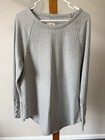 Women s Chaser Long Sleeve Button Accent Waffle Knit Tee Grey Size Xl