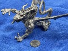Vintage Fine Pewter Muscular Dragon With Wings 6    By 5    Rare 
