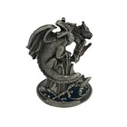 3 Headed Dragon Tealight Holder Mythical Design With Red Eyes Wave Base 4 3 4 