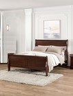 Dark Cherry Sleigh Design 1pc Queen Size Bed Bedroom Furniture Louis Phillipe