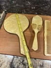 Vintage Art Deco Celluloid 3 Piece Dresser Vanity Set Brush Comb Mirror Pearl
