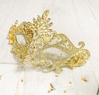 14k Gold Masquerade Mask  Wedding Party Mask  Crystal Eye Mask  Venetian Mask