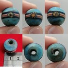 Vintage Blue Glass Trade Bead Striped Eye Pattern Round Bead 18mm Ethnic