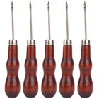 Xinwoer 5pcs Wooden Handle Awl Hole Punch Sewing Stitching Awl Tool Shoe Repa   