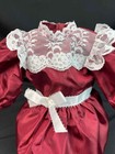 American Girl Samantha Christmas Holiday Cranberry red Dress ag see Pics Ribbon