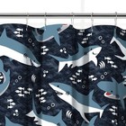  Kids Fabric Shower Curtain For Bathroom  72w X 72l  Blue Sharks 