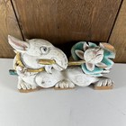 Antique Indian Or Indonesian Wood Carved Painted Horse Rose Flower Wall Folk Art