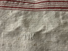 Antique Linen Hemp Mh Monogramed Towel Or Runner Multi Red Stripe 17 5 x 47 
