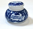 Antique Cobalt Blue Countie Of Boston Magda Toilet Porcelain Cream Jar Pot Lid