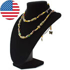 Black Velvet Necklace Pendant Chain Jewelry Bust Display Stand Holder Padded