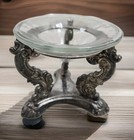 Vtg Godinger Silver Art Co Silverplate Stand Candle Orb Holder With Glass Votive