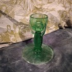 Rare Antigue Green Depression Glass Candlestick Holder Floral Engraved Pattern