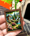 Dollhouse Miniature Picture Japanese Zen Garden Thick Wooden Frame 1 12