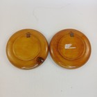 Set Of 2 Wood Hand Painted Romanian 5 25  Folk Art Plate Wall Art Home Decor Vtg