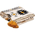  Decorative Cotton Throw Blanket - Saffron   Design 50 X 60 Inch Black Aztec