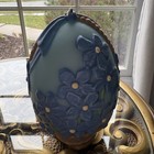 Vintage 7  Easter Egg Solid Candle Blue Spring Flowers 3d