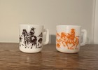 Vintage Tex Ritter Trail Marshall Mug Glass Cup Hazel Atlas  50s Cowboy Set Of 2