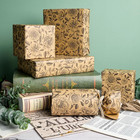 Floral Wrapping Paper Roll - Kraft Retro Black Flower Design Gift Wrap For Holid