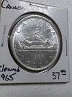 1965 Canada 1 Dollar Large Silver Coin Voyageur Cleaned