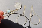 Gold Tone Jewelry Lot Open Hoop Circle Threader Earrings Boho Turquoise Bangle