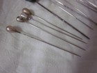 Large Lot Of Antique Black Jet Glass   1 Sterling Silver Victorian Hat Pins