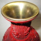 Chinese Cinnabar Lacquer Yuhu Vase  Red carved Birds   Floral 7 