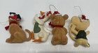 Vintage Lot Flocked Animal Christmas Ornaments Duck Goose Dog Bear Mouse