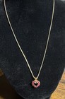 Ruby Heart Pendant With 18    Box Chain  All Gold Filled Sterling Silver
