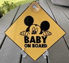 Disney Inspired Mickey Mouse Baby On Board  Car Window Metal Sign
