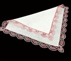 Antique White Linen Pink Torchon Bobbin Lace Handmade Vintage Handkerchief Hanky