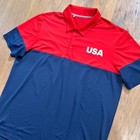 Adidas Polo Shirt Mens Xl Blue Team Usa Olympics Golf Performance Stretch Rugby