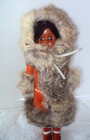 Old Eskimo-inuit Hand Made 12  Doll  Natural Hide fur  Hand Sewn Features  Clean