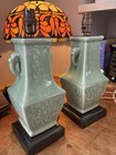 A Pair 19th Century Chinese Celadon-glazed Porcelain Vases    possibly Qianlong   